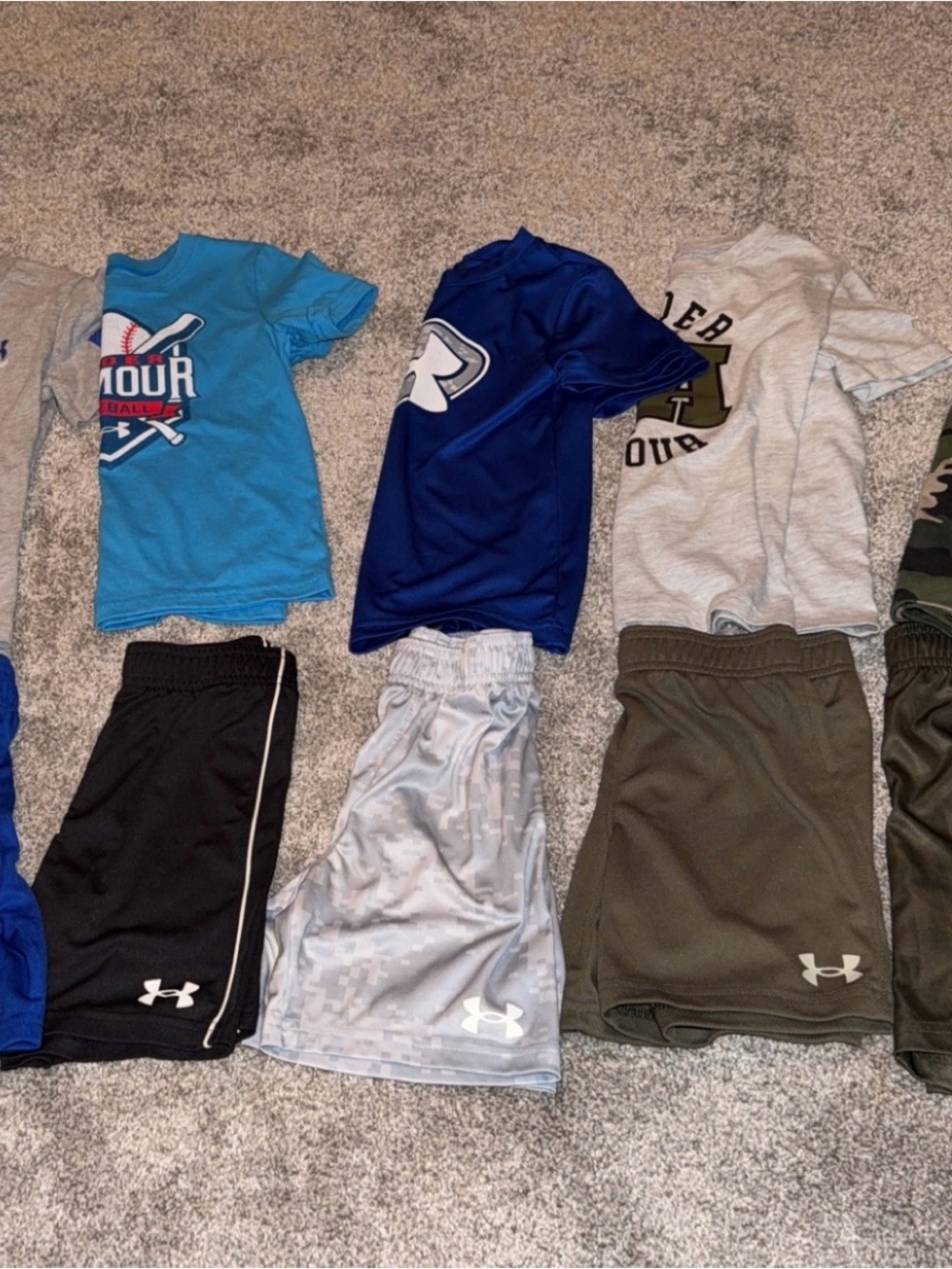 Under Armour Kids Athletic Shorts — Black, Light Gray, Olive